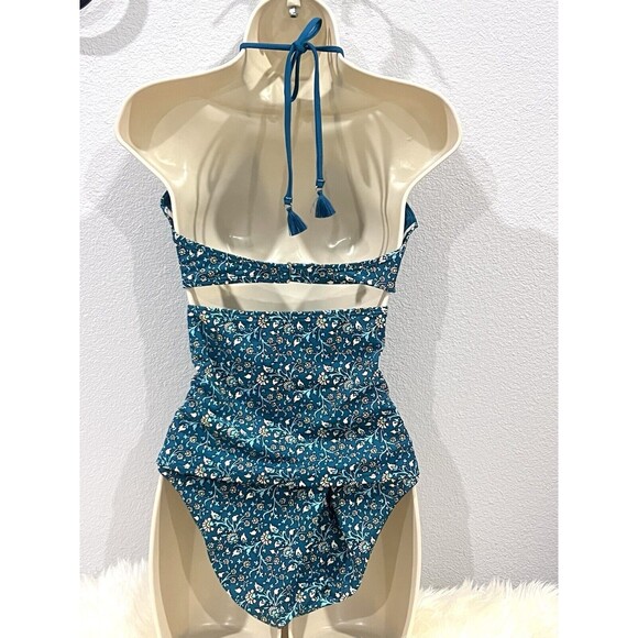 Ann Taylor Loft Beach Women Swimsuit 2-Piece Green Floral Tankini Bikini Medium - Picture 8 of 14